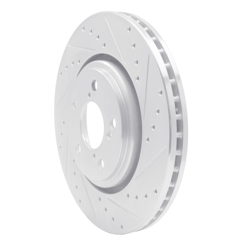 Acura MDX Brake Rotor (1) - Front Right - R1 Concepts - Drilled & Slotted - Silver - `17-`20